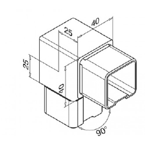 Square 90 for 40mm x 40mm Tube